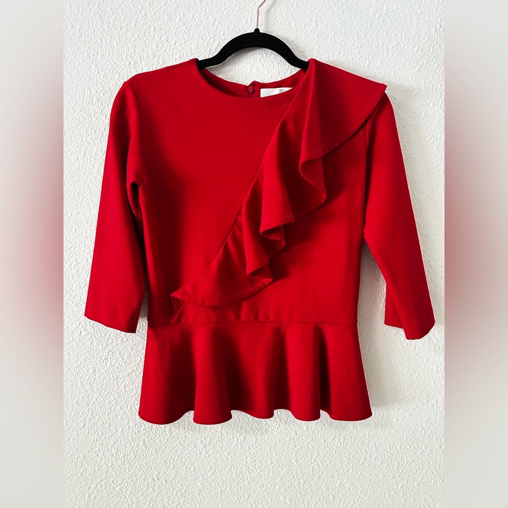 Amanda Uprichard  Scarlet Ruffle Blouse